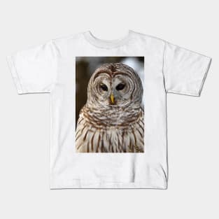 Barred Owl closeup Kids T-Shirt